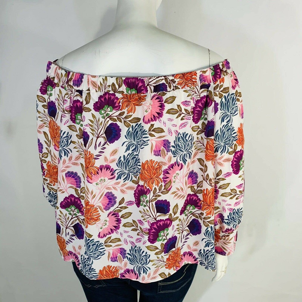 New INC Womans Sz 3X Blouse Lovely Lobelia Off The Shoulder Split Sleeve Floral - Picture 8 of 8
